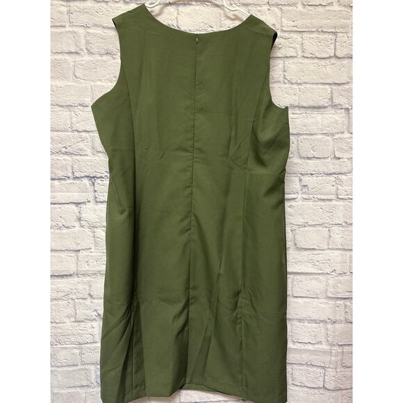 Roaman's 2 PC Olive Green Gold Beading Tank Midi Dress and Jacket NWOT SZ 22W - Picture 6 of 6